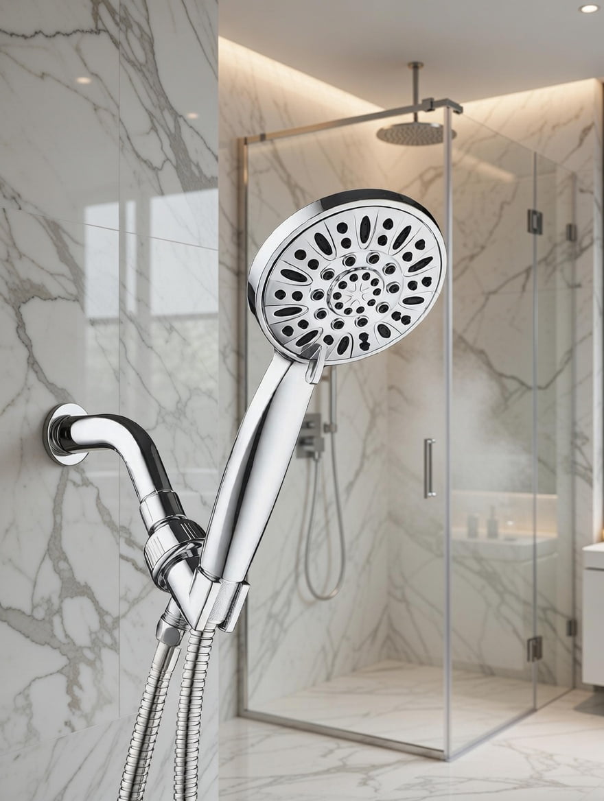 High Pressure Handheld Shower Head with 5 Modes, Chrome Finish ...
