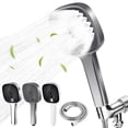 thumbnail image 1 of High Pressure Handheld Shower Head with Hose, 4 Spray Settings, Self-Cleaning Nozzles, Large Oversized Coverage, Universal Fit Replacement Showerhead, 1 of 9