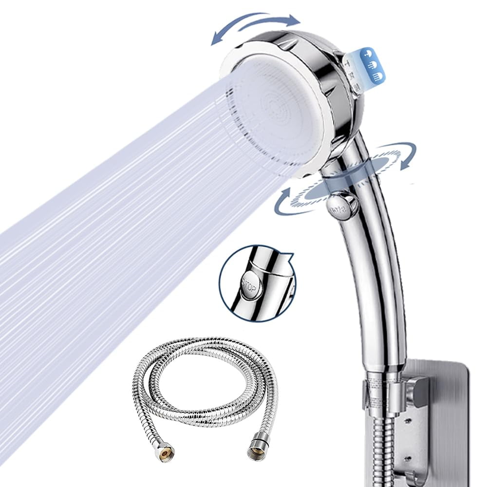 High Pressure Handheld Shower Heads with Hose and Holder 3 Spray