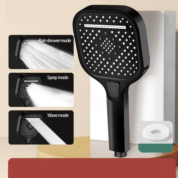 High Pressure Handheld Showerhead 3 Spray Modes Square Shower Head Water Saving Power Boost Technology Anti-Clog Nozzles Easy Install for Low Pressure Bathroom Shower