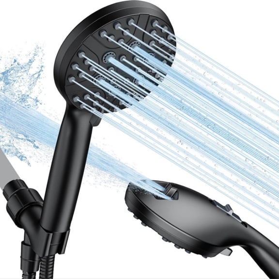 High Pressure Handheld Showerhead with 7-Spray Settings & Detachable Nozzle - Adjustable Bracket, Stainless Steel Hose for Strong Cleaning & Bathroom Use