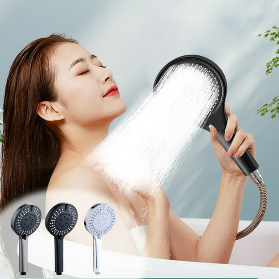 High-Pressure Handheld Showerhead | 8 Spray Modes | Hard Water Compatibility | ABS Material | Black, Gray, Silver | 10.04x4.72 Inches | Easy Install | Home, Gym, Senior Use