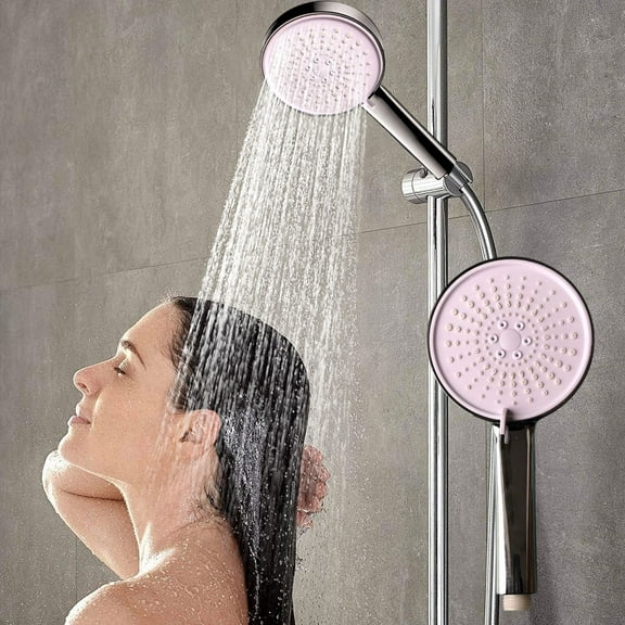 High Pressure Handheld Showerhead with Carbon Filter 5 Spray Modes Hard Water Softener ABS Material SilverGray 9.92" x 4.92" Easy Install No Tools Needed