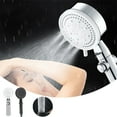 thumbnail image 1 of High Pressure Handheld Showerhead for Hard Water, 4 Spray Modes, Adjustable, Easy Install, ABS Material, Silver, for Home, Gym, Seniors, Hotels, 1 of 9