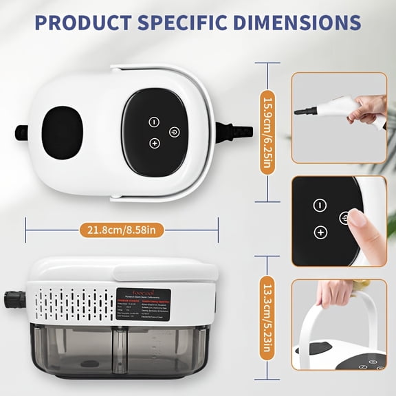 High-Pressure Handheld Steam Cleaner - 1200ML Tank, Adjustable Pressure, 105C Steam for Kitchen/Car/Tiles/Carpets, Lightweight Multi-Surface Tool