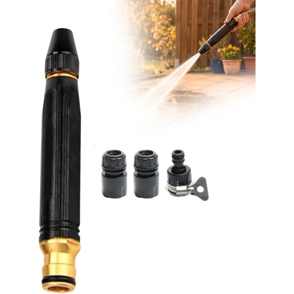 High Pressure Heavy Duty Hose Nozzle Adjustable Jet Sweeper, Leak-Proof Metal Garden Sprayer for Car Washing, Driveway, Lawn & Patio