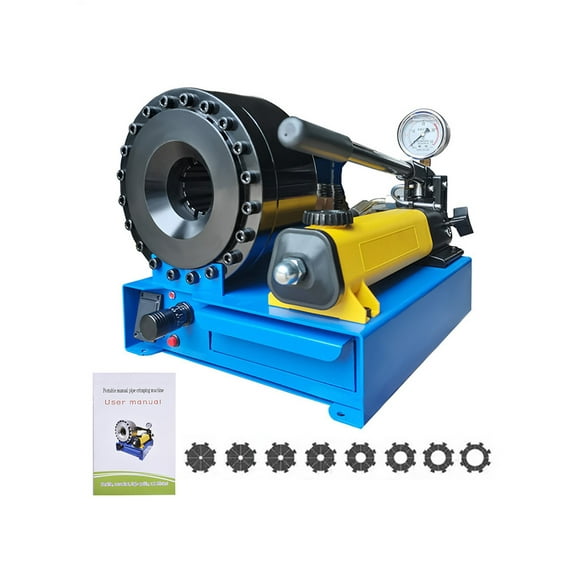 High Pressure Hose Crimping Tool, Portable Hydraulic Crimper with 8 Dies, 0.39"-1.22" Diameter Capacity for Industrial Use