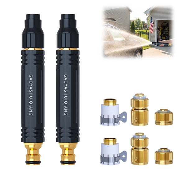 High Pressure Hose Nozzle, 2026 High Pressure Jet Sweeper Spray Nozzle with Leak-Proof Design, Metal Garden Hose Sprayer for Car Wash Lawn Patio(2PCS,Accessories )