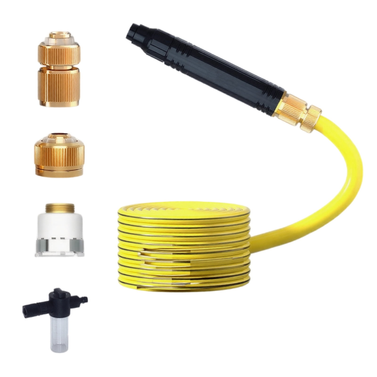 High Pressure Hose Nozzle with 3 Adapters, Adjustable Water Spray Gun for Car Washing, Gardening Washer with Multiple Spray Patterns & Garden Hose Pipe Set (Washer+Adapter+foam sprayer+5M Pipe)