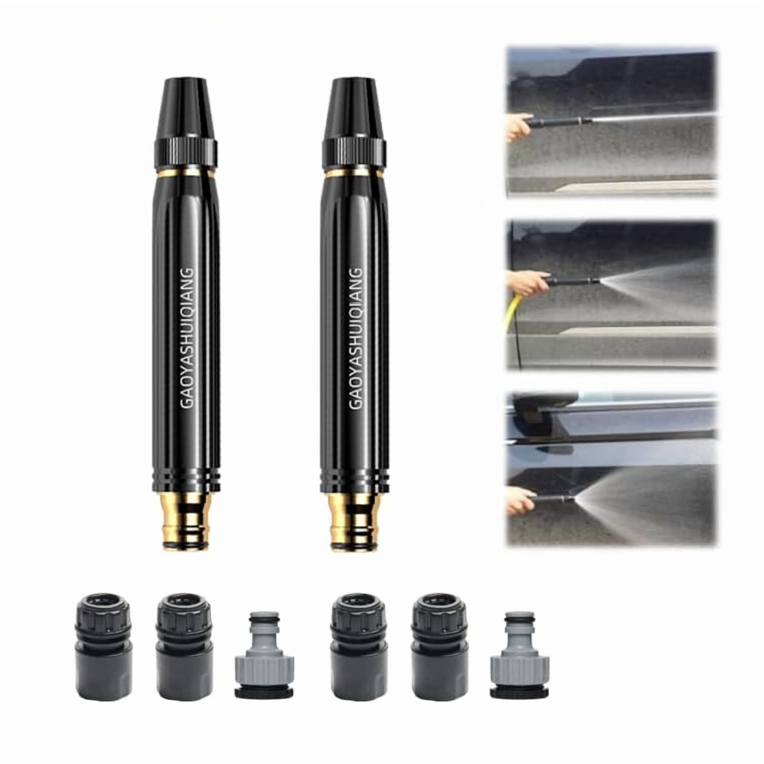 High Pressure Hose Nozzle, Adjustable Water Spray Gun with 3 Spray Modes, Metal Garden Hose Sprayer for Car Wash, Plants Watering, Patio, Floor & Outdoor Cleaning