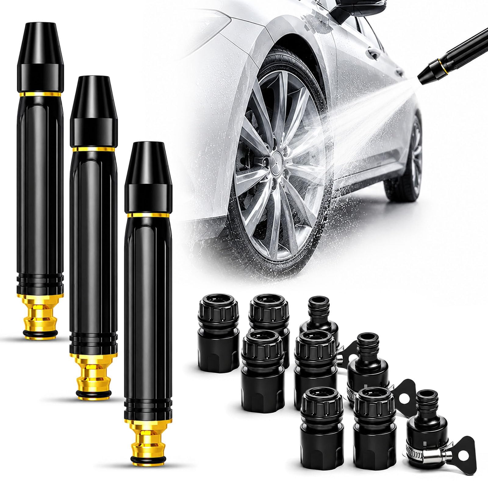 High Pressure Hose Nozzle – Garden Hose Sprayer with Adjustable Patterns, Home Car Wash Water Gun for Plant Watering, Patio Cleaning & Pet Bathing