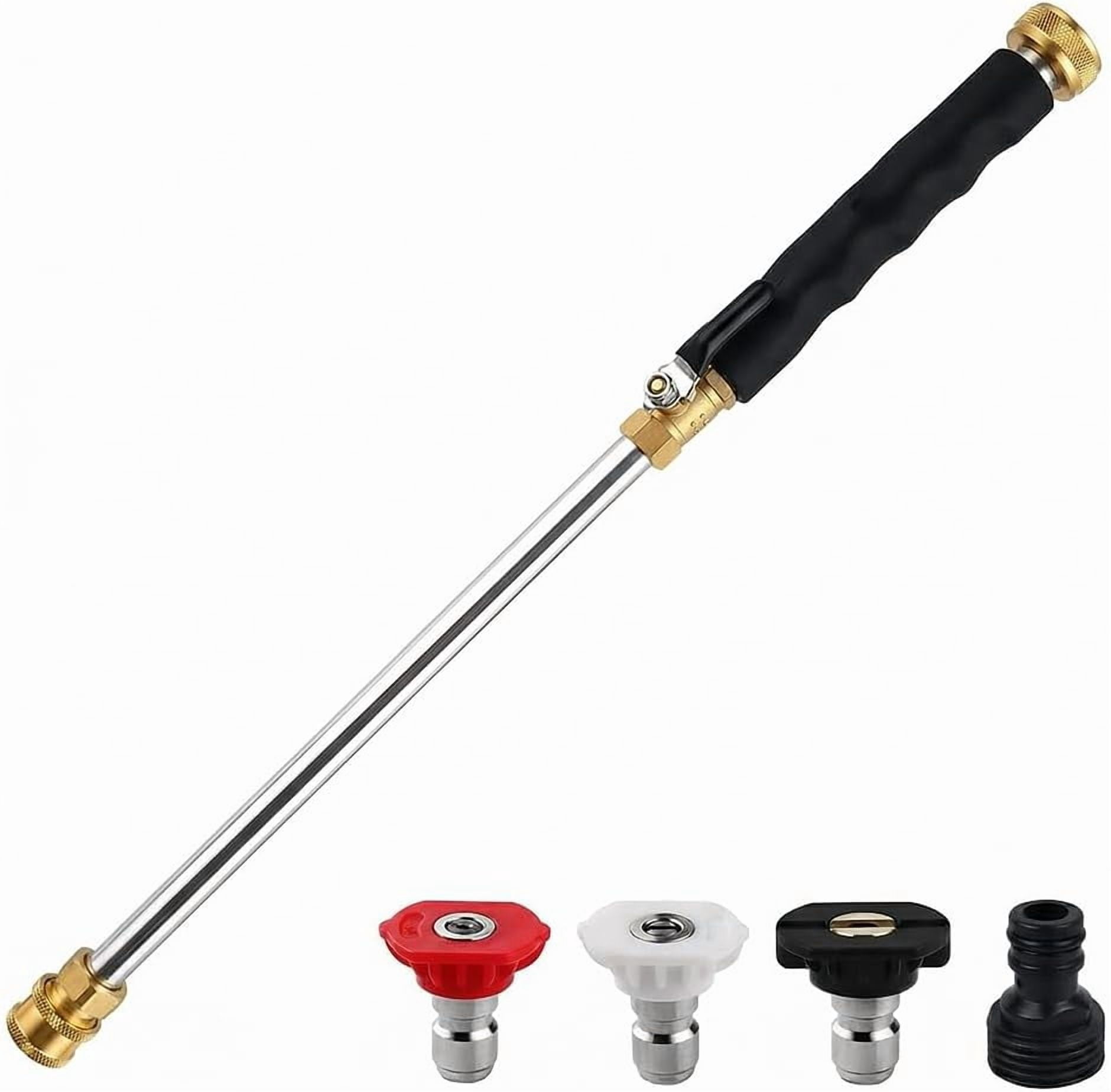 High Pressure Hose Nozzle for Garden: Metal Power Washer Wand Jet Nozzle with 3 Spray Tips - Heavy Duty Brass Connector, Hose Pressure Cleaner for Car, Patio, Driveway, Deck Cleaning
