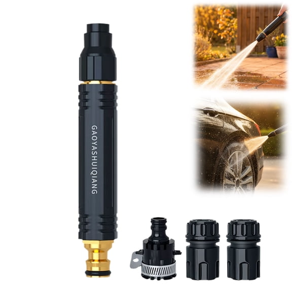 High Pressure Hose Nozzle, Heavy Duty Adjustable Metal Garden Hose Sprayer, Leak-Proof Jet Sweeper for Car Wash Lawn Patio Cleaning(1PC, Accessories )