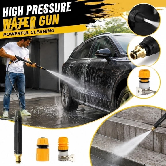 High Pressure Hose Nozzle Set, Water Hose Sprayer Nozzle, Garden Hose Quick Connect Fittings, Pressure Washer Quick Connect Kit, Adjustable Jet for Outdoor, Lawn Watering,