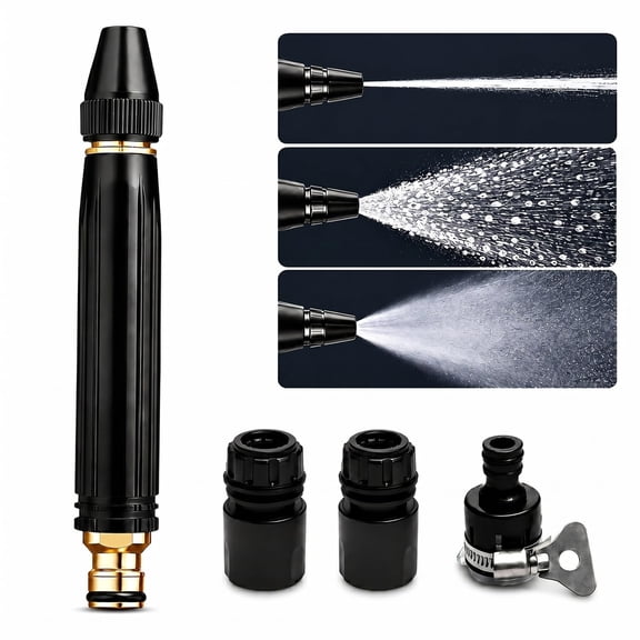 High  Pressure Hose Nozzle，Water Gun, Heavy-Duty Metal Garden Hose Nozzle with Adjustable Spray, Pressure Washer Hose Attachment for Car Washing, Patio Cleaning & Plant Watering