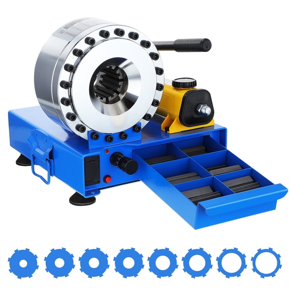 High Pressure Hydraulic Hose Crimper,Handheld Hose Crimping Tool Suitable for Low & High-Pressure Oil Pipes, Gas/Water/Auto AC Hoses & Cable Joints,assemblies with diameters 0.24"-1.1",8 Sets of Dies