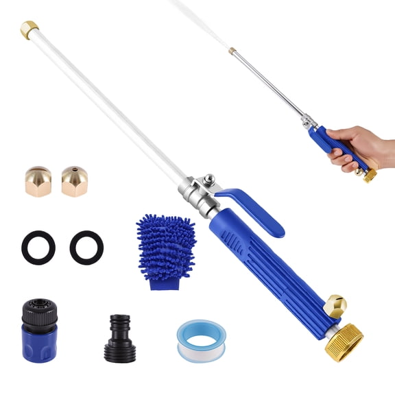 Hydro Jet Power Washer Wand for Garden Hose, High Pressure Hose Nozzle with 2 Spray Modes & Universal Quick Connectors, All Metal Leak-Proof Garden Water Gun Sprayer for Car Washing, Gutter Cleaning