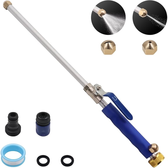 High Pressure Jet Hose Nozzle & Power Washer Wand, Pressure Washer Hose Attachment with 2 Nozzles, Leak-Proof for Car Wash, Gutter, Pets & Window Cleaning