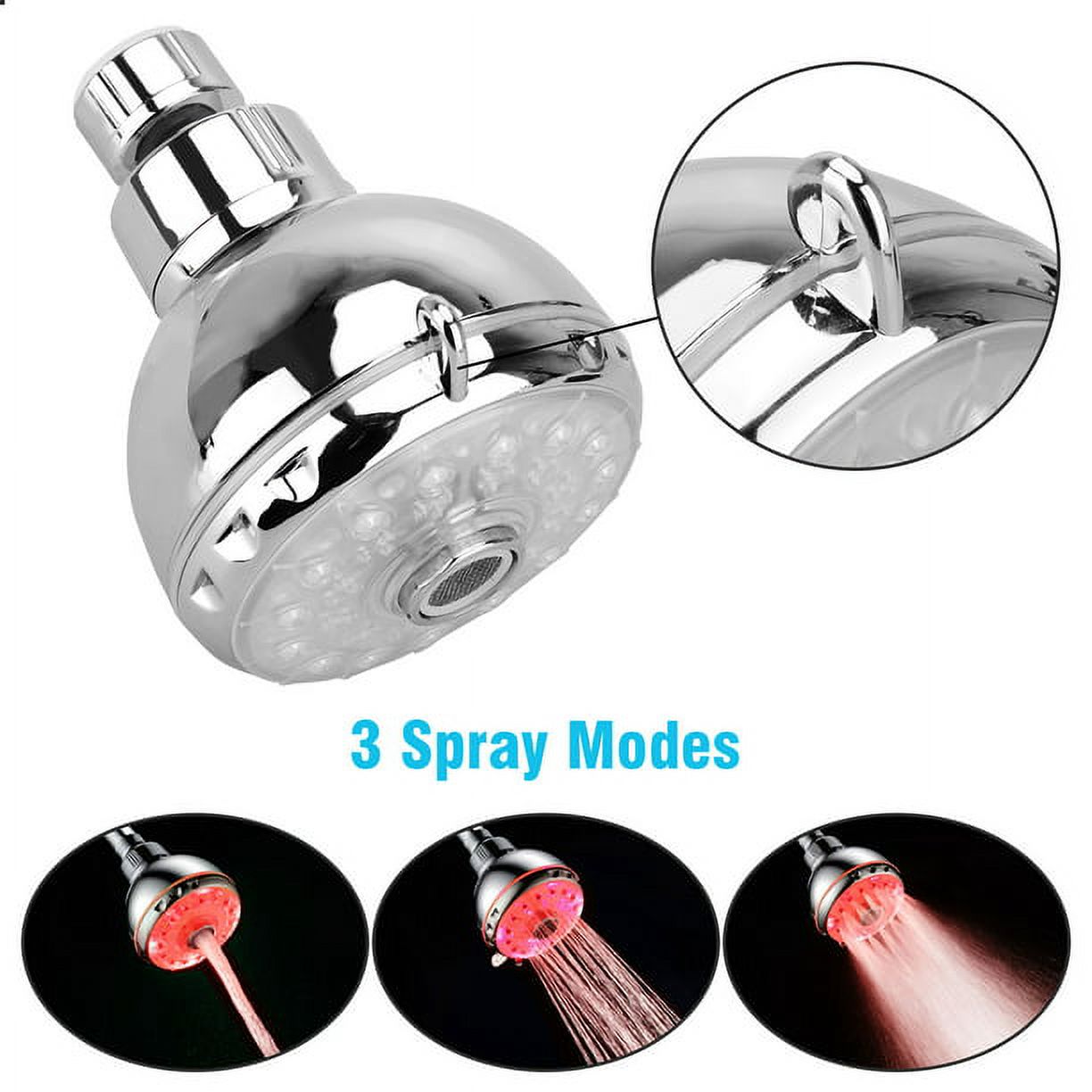 Shower Rota High-Pressure LED Shower Head, RGB Colorful Automatic Changing Light ...