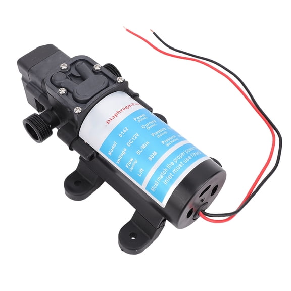 High Pressure Micro Diaphragm Pump Self Priming Water Booster Pump G1/2 Inch Threaded Inlet Outlet Electric Water Pump 60W 12V DC for RV Marine Camper Yacht Agricultural Irrigation