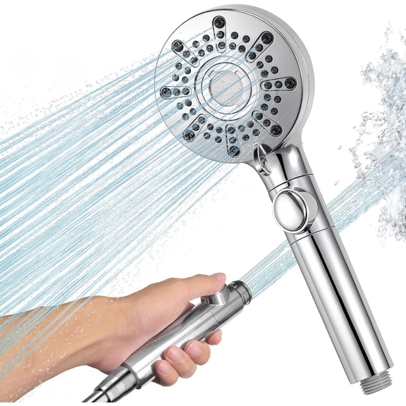 Shower Head, 5 Jet Types, Hand Shower, Water-Saving Shower Head, Shower Head with Water-Saving Shower Head for Bathing for Restful Showers