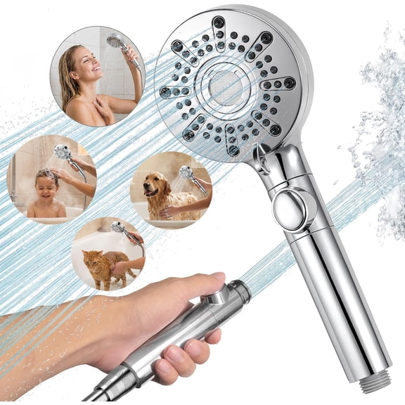 Shower Head, 5 Jet Types, Hand Shower, Water-Saving Shower Head, Shower Head with Water-Saving Shower Head for Bathing for Restful Showers