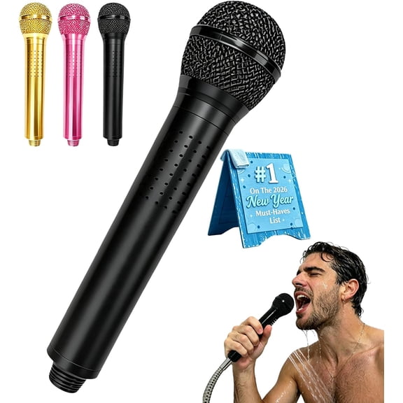 High Pressure Microphone Shower Head,Creative Handheld Shaped Showerhead Flow Design,Detachable Heads Powerful Accessories for Music Lovers