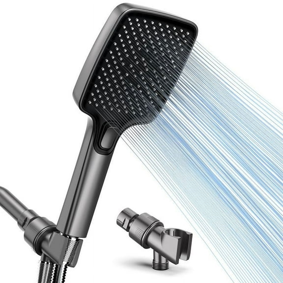 High Pressure Multi-Mode Handheld Showerhead - Anti-clogging nozzles, built-in power wash function for cleaning tubs, tiles and pets, extra-long stainless steel hose, wall and ceiling mounts.