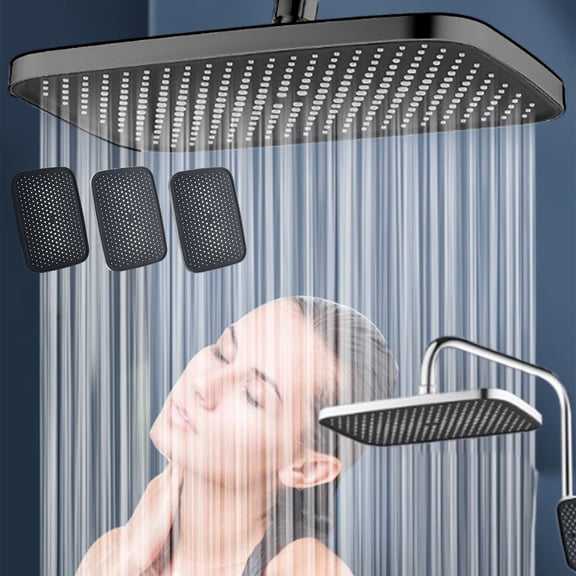 High Pressure Overhead Shower Head | Oversized 14-Inch Adjustable ABS Panel | Universal Rotating Nozzle | Powerful Spray | Durable Gray/Silver | 1 Piece