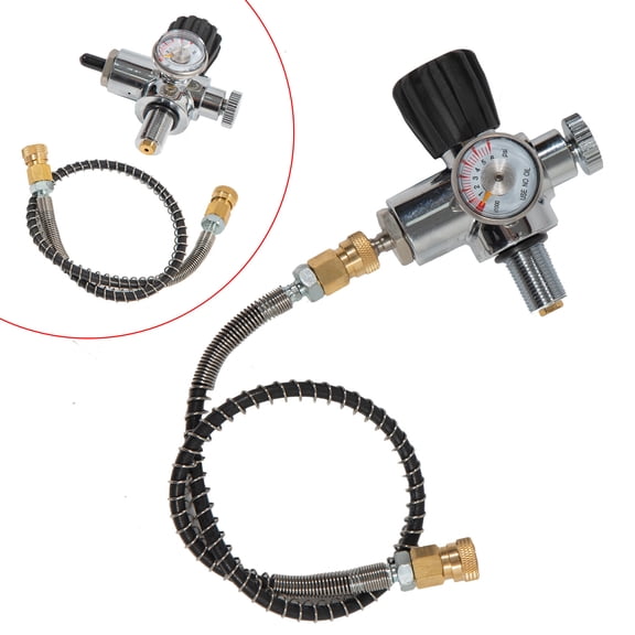 High Pressure PCP Paintball Fill Station Air Tank Valve Regulator + Hose 4500PSI