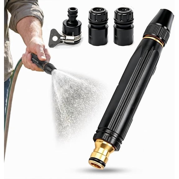 High Pressure Power Washer Nozzle with Connector Set,2026 New Garden Hose Sprayer for Car Washing & Outdoor Cleaning,Universal Stream Jet Nozzle for Pressure Cleaning Accessory(1*Nozzle+3*Connectors)