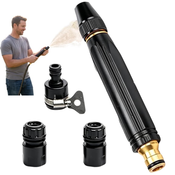 High Pressure Power Washer Nozzle with Connector Set, 3 Spray Modes Direct Spray Gun, Power Jet Water for Pipes Inner Diameter Up to 4.7 Inches
