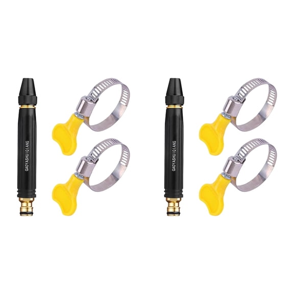 High Pressure Power Washer Nozzle, Metal Connector Garden Hose Sprayer Tip with Adjustable Spray Pattern, for Car Washing and Outdoor Cleaning, 6" x 1" x 1", Black, 2 Pack