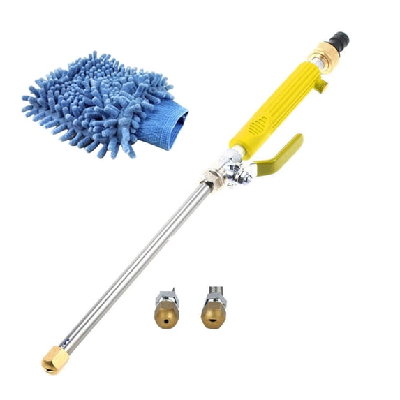 High Pressure Power Washer Wand,18.3"Portable Power Washing Nozzle,Watering Sprayer Cleaning Tool,Safe and Easy to Use, Perfect for Cleaning Cars, Fence & Patio(Yellow & Gloves)