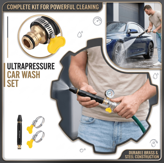 High Pressure Power Washer: Water Hose Pressure Booster with 3 Spray Modes - Adjustable Metal Car Wash Water Gun - Multi Function Sprayer for Watering Plants, Patio, Floor