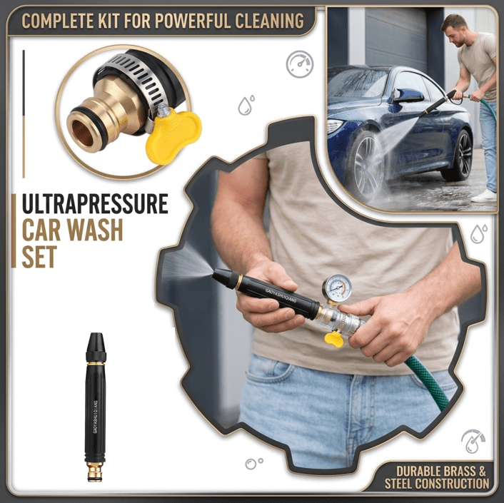 High Pressure Power Washer: Water Hose Pressure Booster with 3 Spray Modes - Adjustable Metal Car Wash Water Gun - Multi Function Sprayer for Watering Plants, Patio, Floor