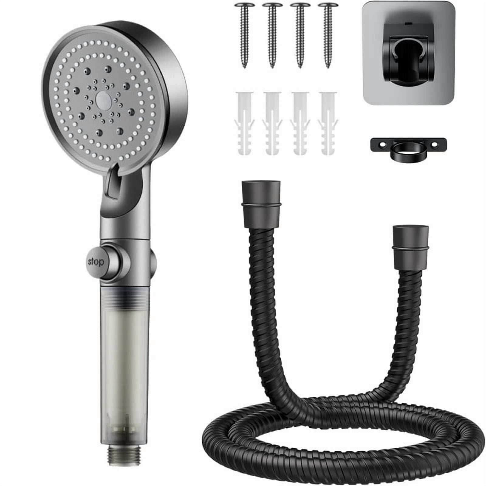 High Pressure RV Shower Head, 5 Mode Filtered Handheld Showerhead Set with One-Click Switching, 59" Hose & Adhesive Bracket for Home Bathroom Travel Trailer