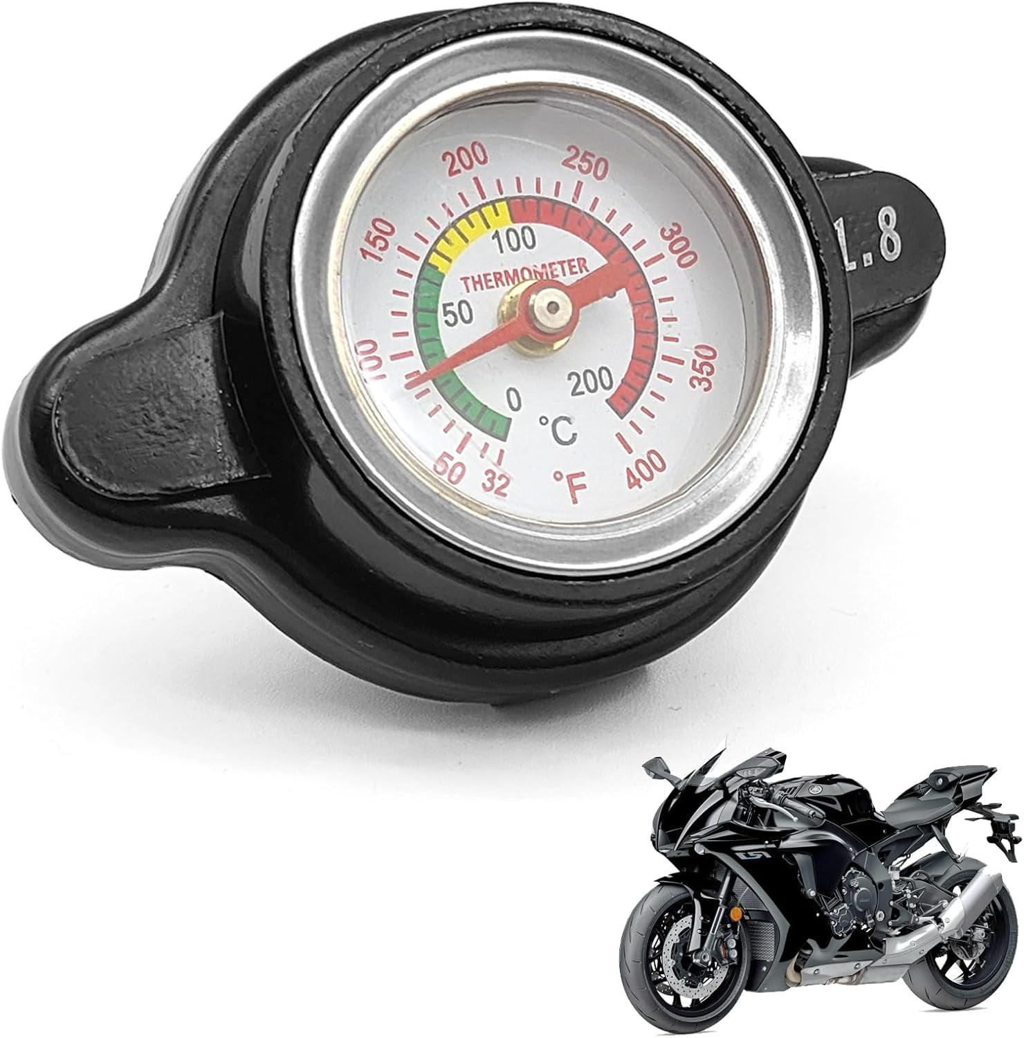 High Pressure Radiator Cap with Temperature Gauge, 1.8 Bar 25.6 psi