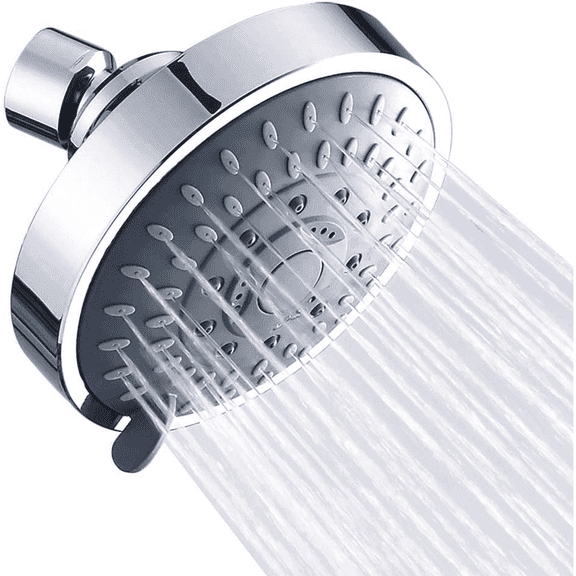 Beteliva High Pressure Rain Fixed Showerhead Rainfall 5-Setting with Adjustable Metal Swivel Ball Joint - Relaxed Shower Experience Even at Low Water Flow & Pressure