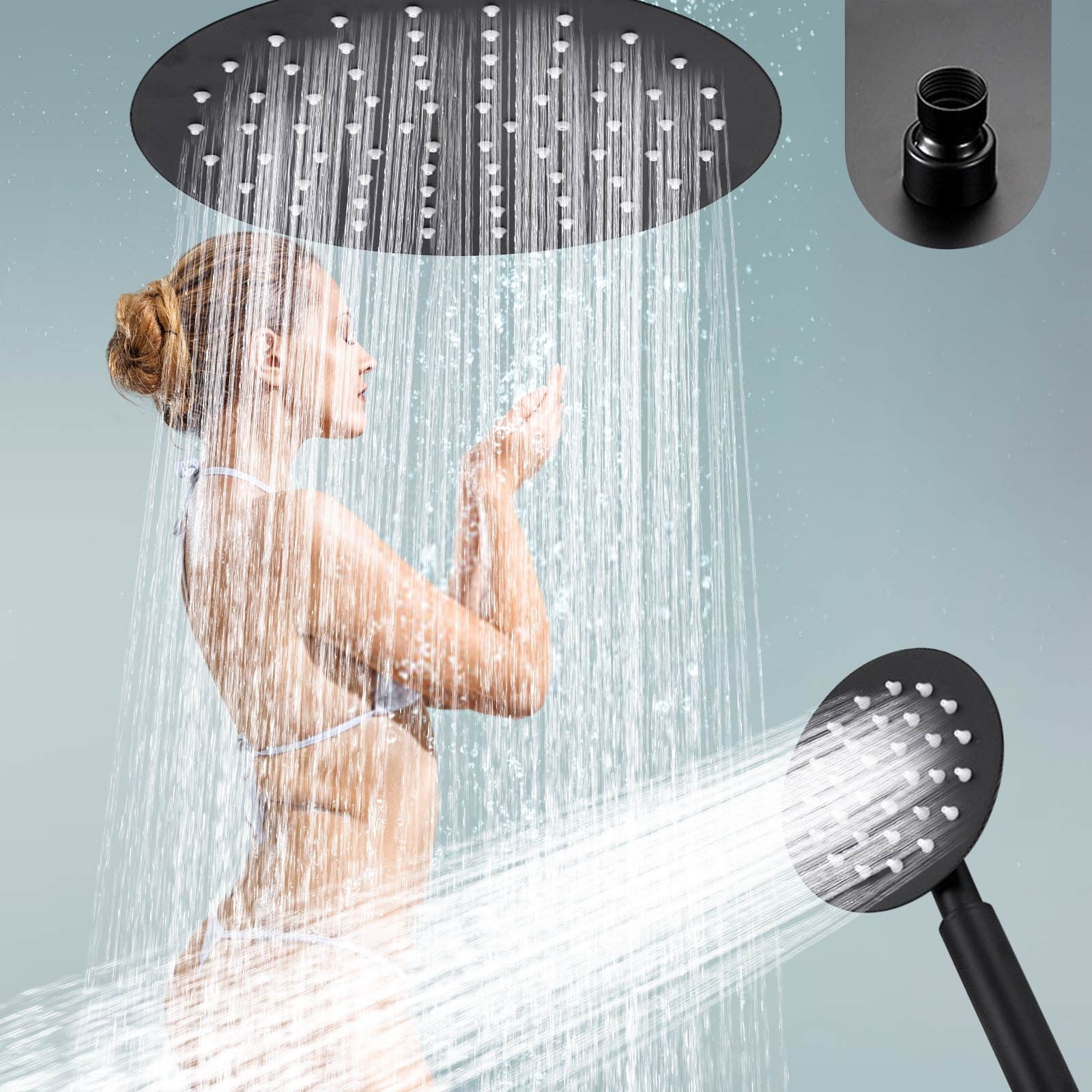 High Pressure Rain Shower Head 8inch Luxury Large Round Rainfall