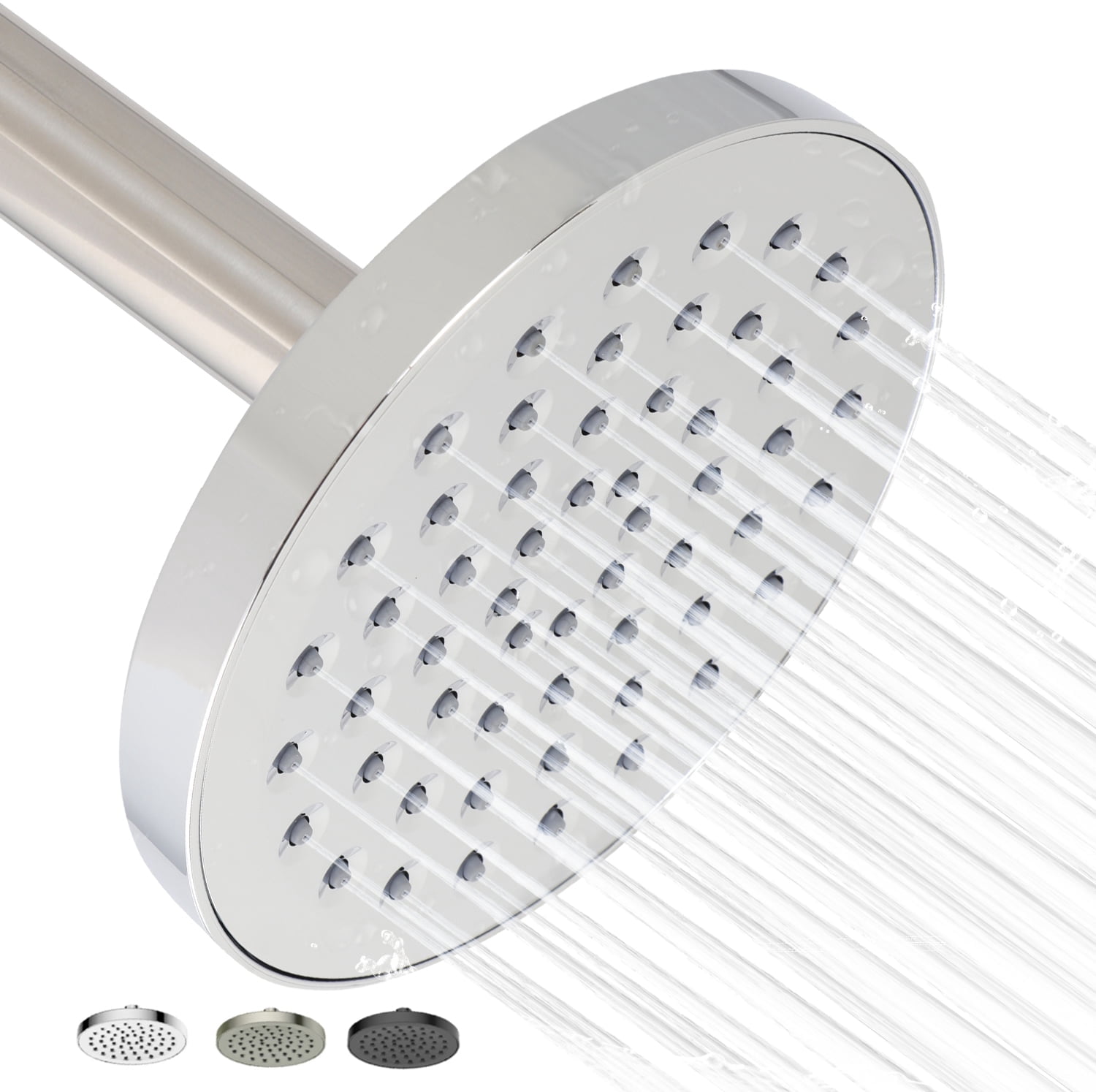 High Pressure Rain Shower Head Chrome Plated Fixed Showerhead Single Function 6.5" Face
