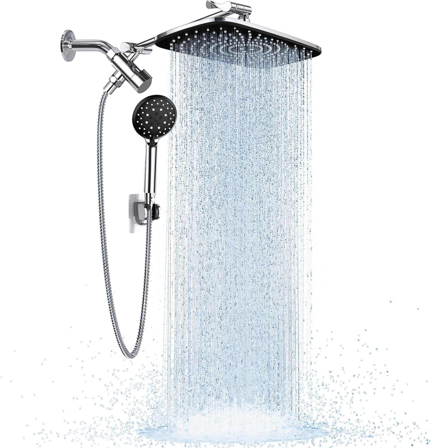 High Pressure Rain Shower Head Combo with Extension Arm- Wide ...