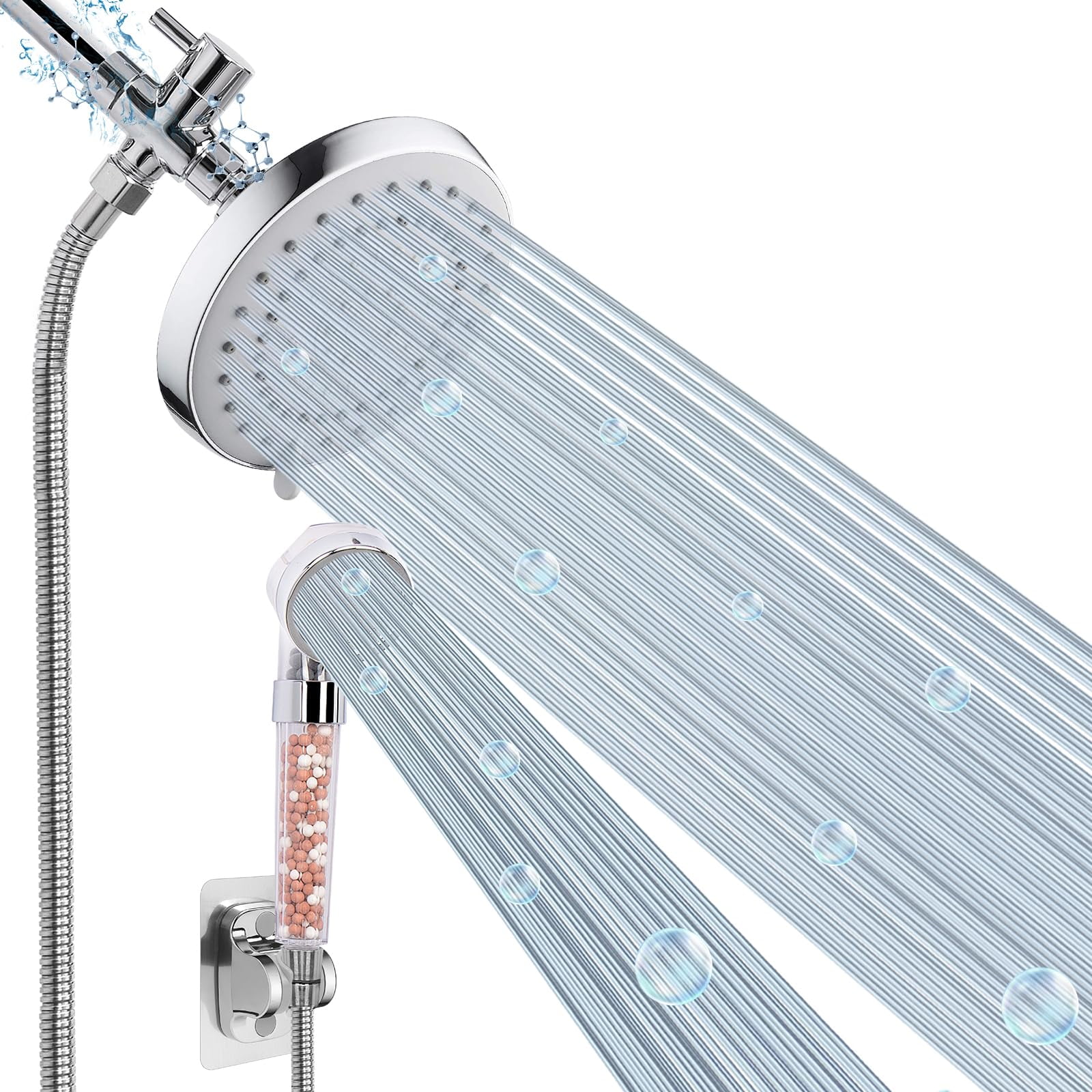 High Pressure Rain Shower Head and Hand Held COMBO, 5 Settings Rainfall