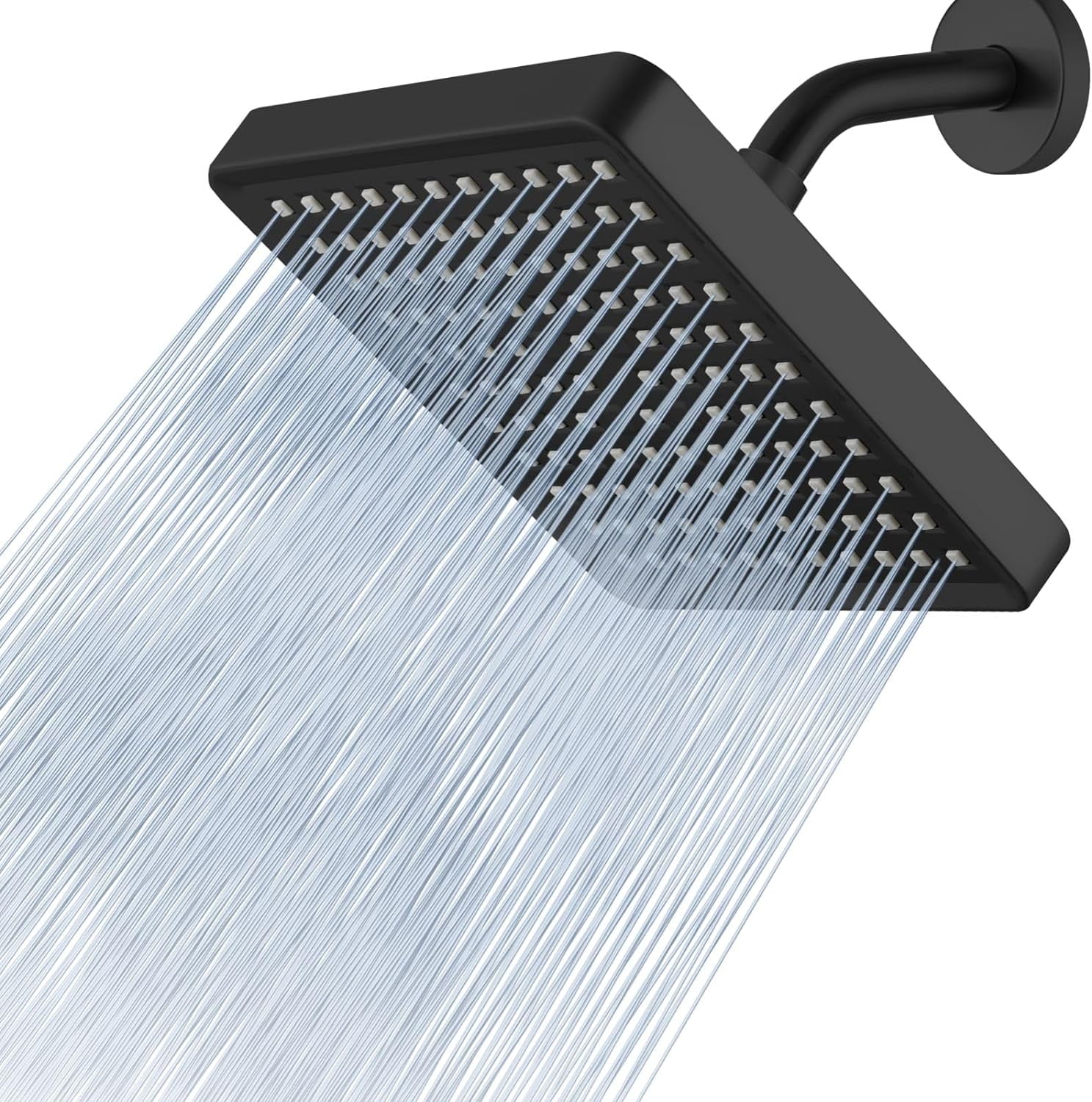 MY High Pressure Rain Shower Head - Luxury Modern Look - The Adjustable Replacement For Your Bathroom Showerhead - 6" Square High Flow Pressure Boosting Showers (Matte Black)