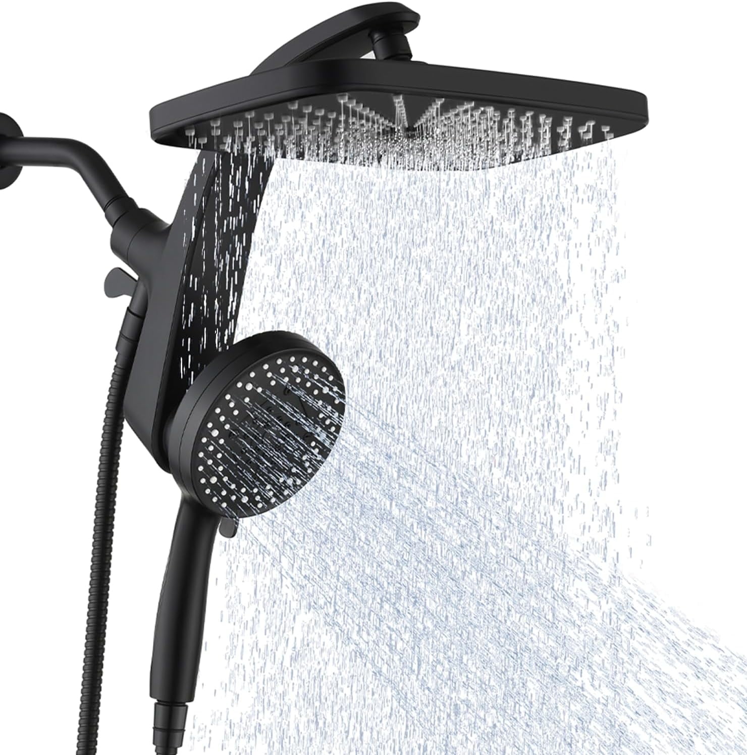 High Pressure Rain Shower Head: Upgrade Shower Heads with Handheld Spray Combo with Fixed Showerhead and 10 Sprays Handheld Shower Head, Detachable Showerheads