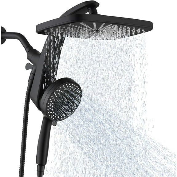 High Pressure Rain Shower Head: Upgrade Heads with Handheld Spray Combo Fixed Showerhead and 10 Sprays Head, Detachable Showerheads Built-in Magnetic Docking Power Jets