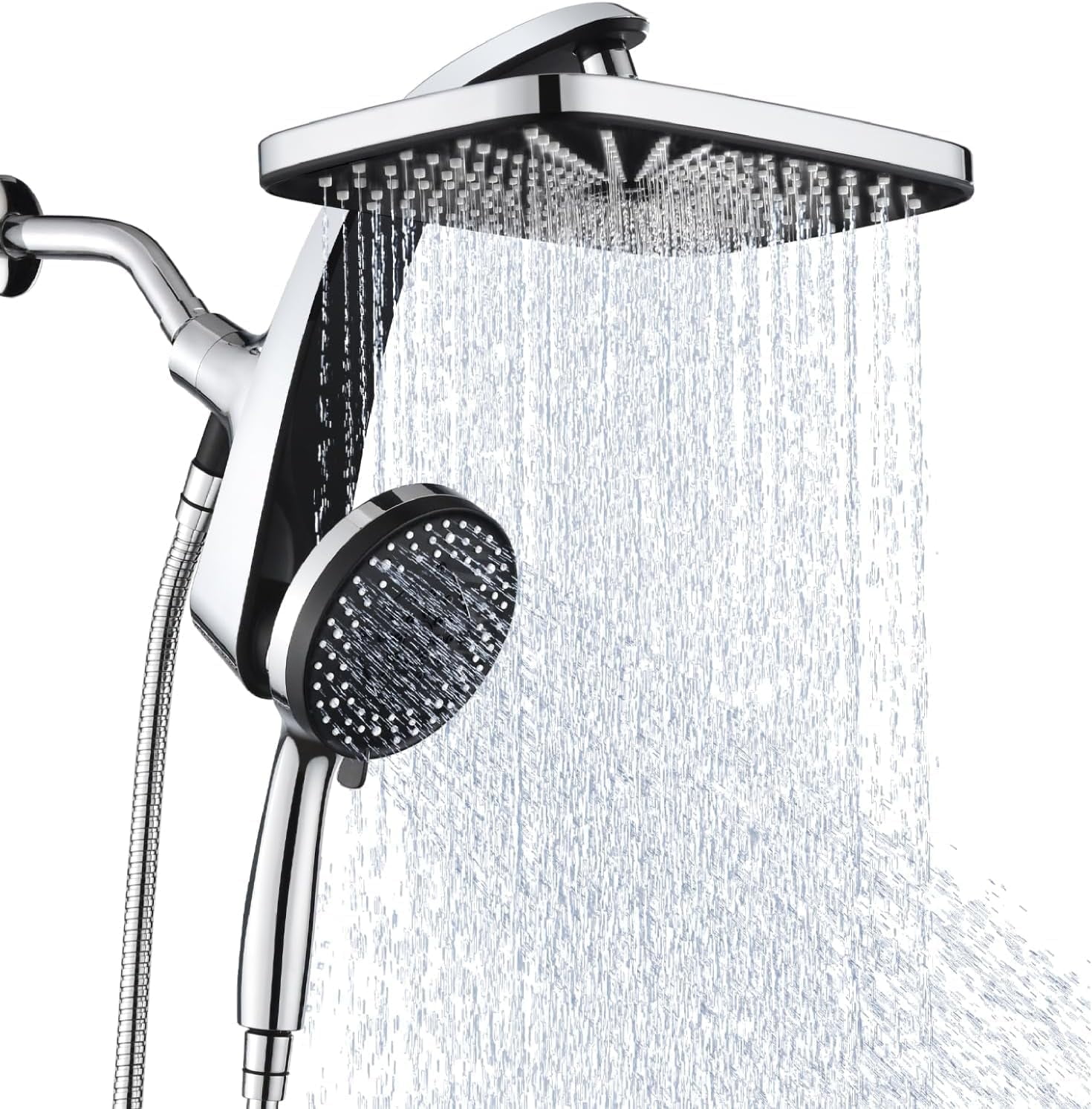 High Pressure Rain Shower Head: Upgrade Heads with Handheld Spray Combo Fixed Showerhead and 10 Sprays Head Detachable head Built-in Magnetic Docking Power Jets