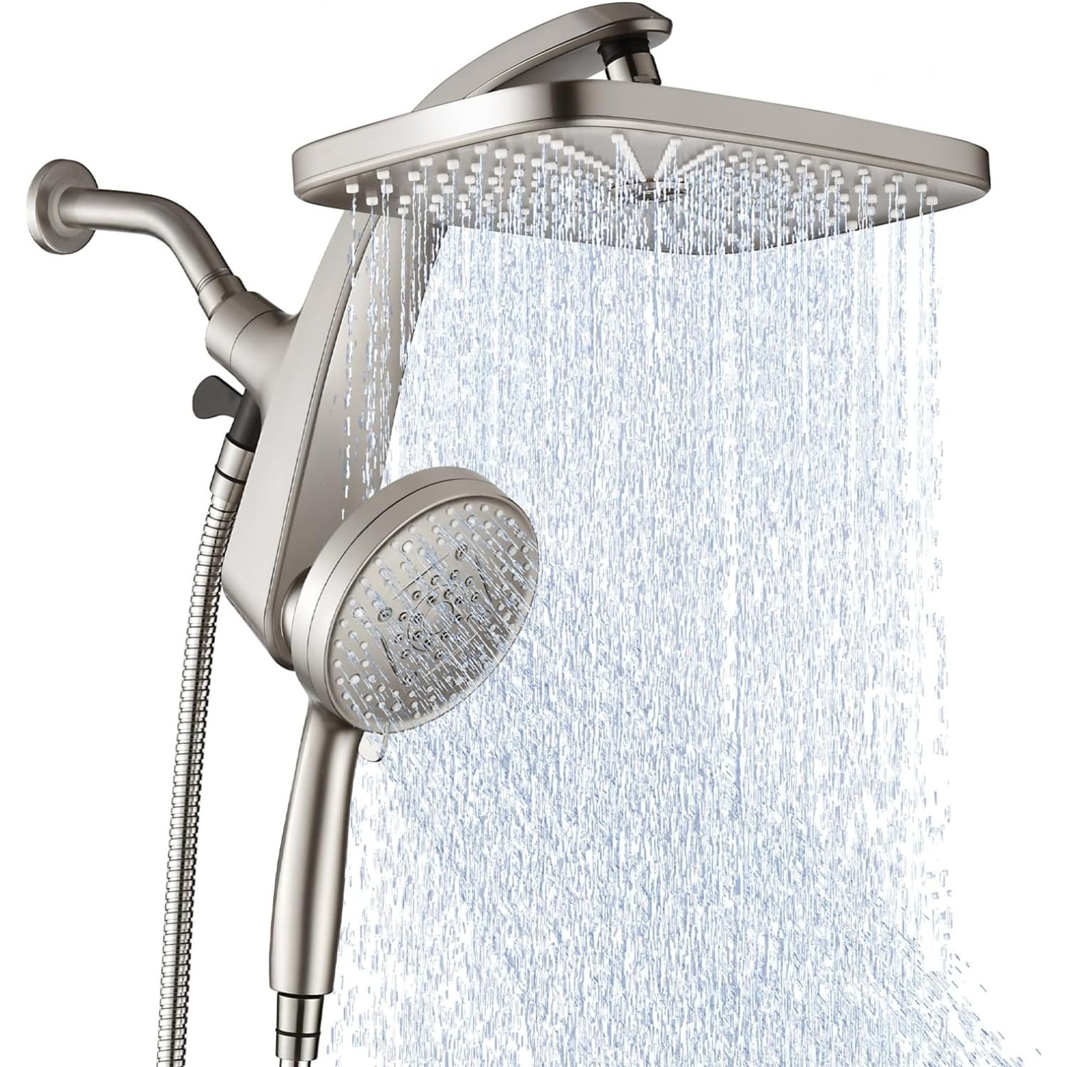 High Pressure Rain Shower Head: Upgrade Shower Heads with Handheld Spray Combo with Fixed Showerhead and 10 Sprays Handheld Shower Head, Detachable Shower head Built-in Magnetic Docking
