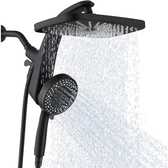 High Pressure Rain Shower Head: Upgrade Shower Heads with Handheld Spray Combo with Fixed Showerhead and 10 Sprays Handheld Shower Head, Detachable Shower head Built-in Magnetic Docking