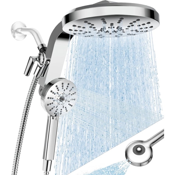 High Pressure Rain Showerhead Combo, 2026 Magnetic Shower Head Set with Detachable 8-Mode Handheld Shower Spray, Adjustable Angle Dual Showerhead System with Built-in Magnetic Docking and Power Jets